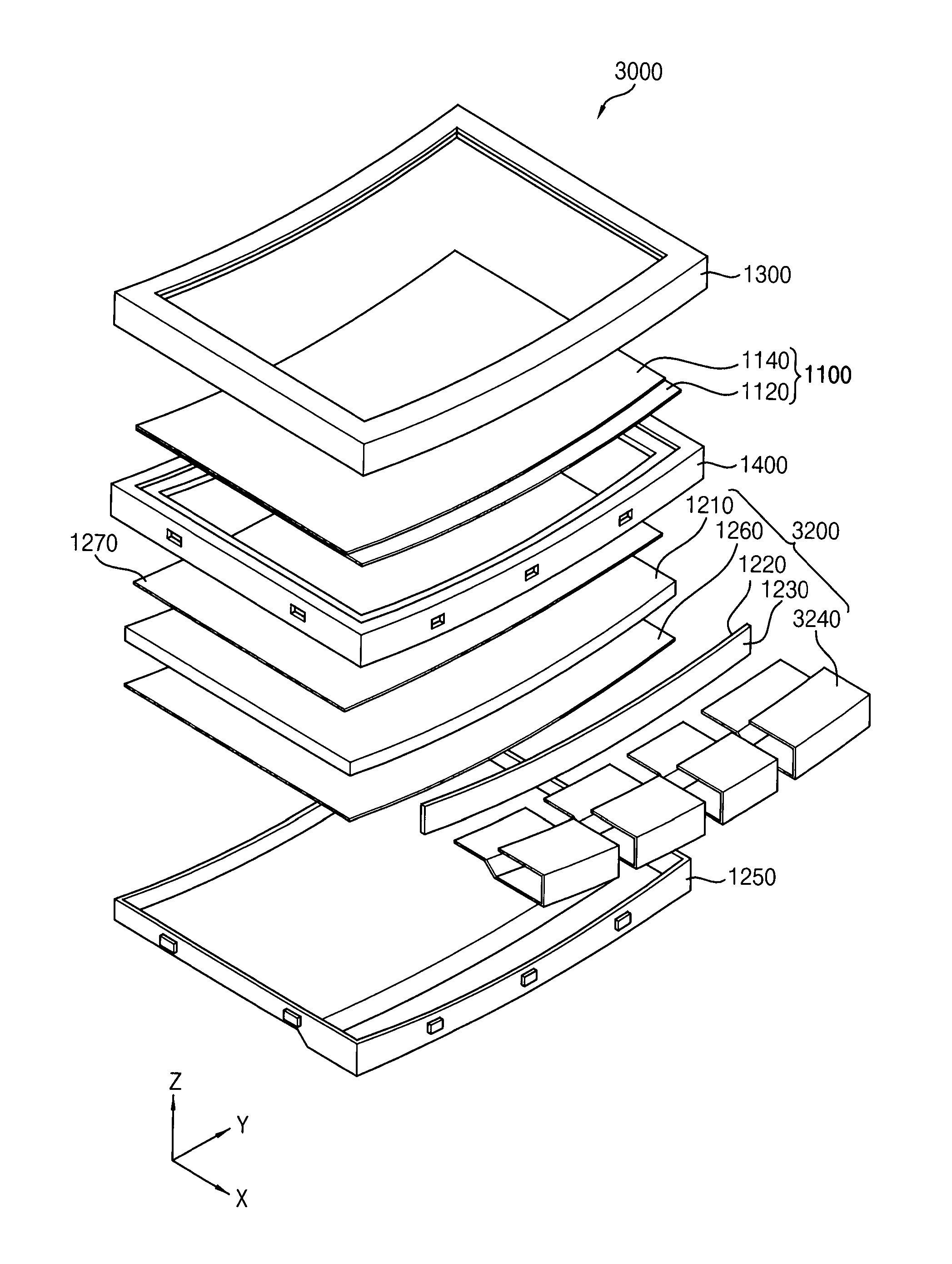 Curved backlight assembly and curved display device having the same
