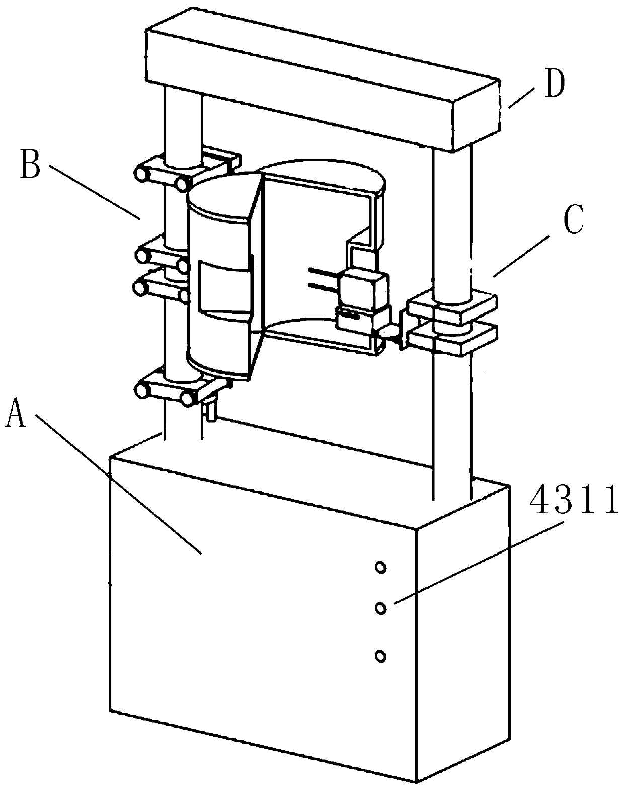 Adjusting and aligning device for creep fatigue testing machine