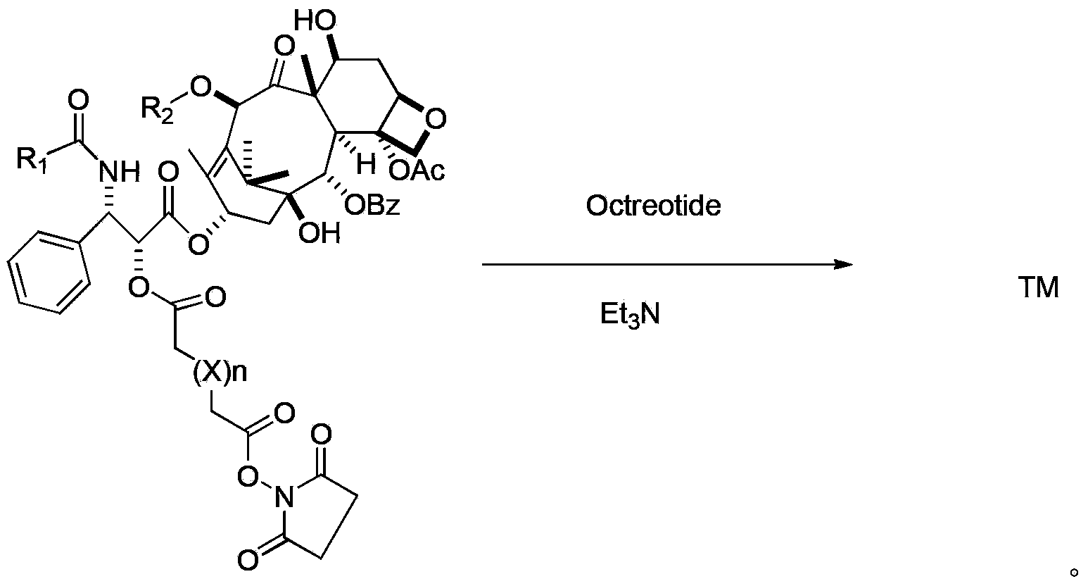 Preparation method of paclitaxel or docetaxel octreotide conjugate