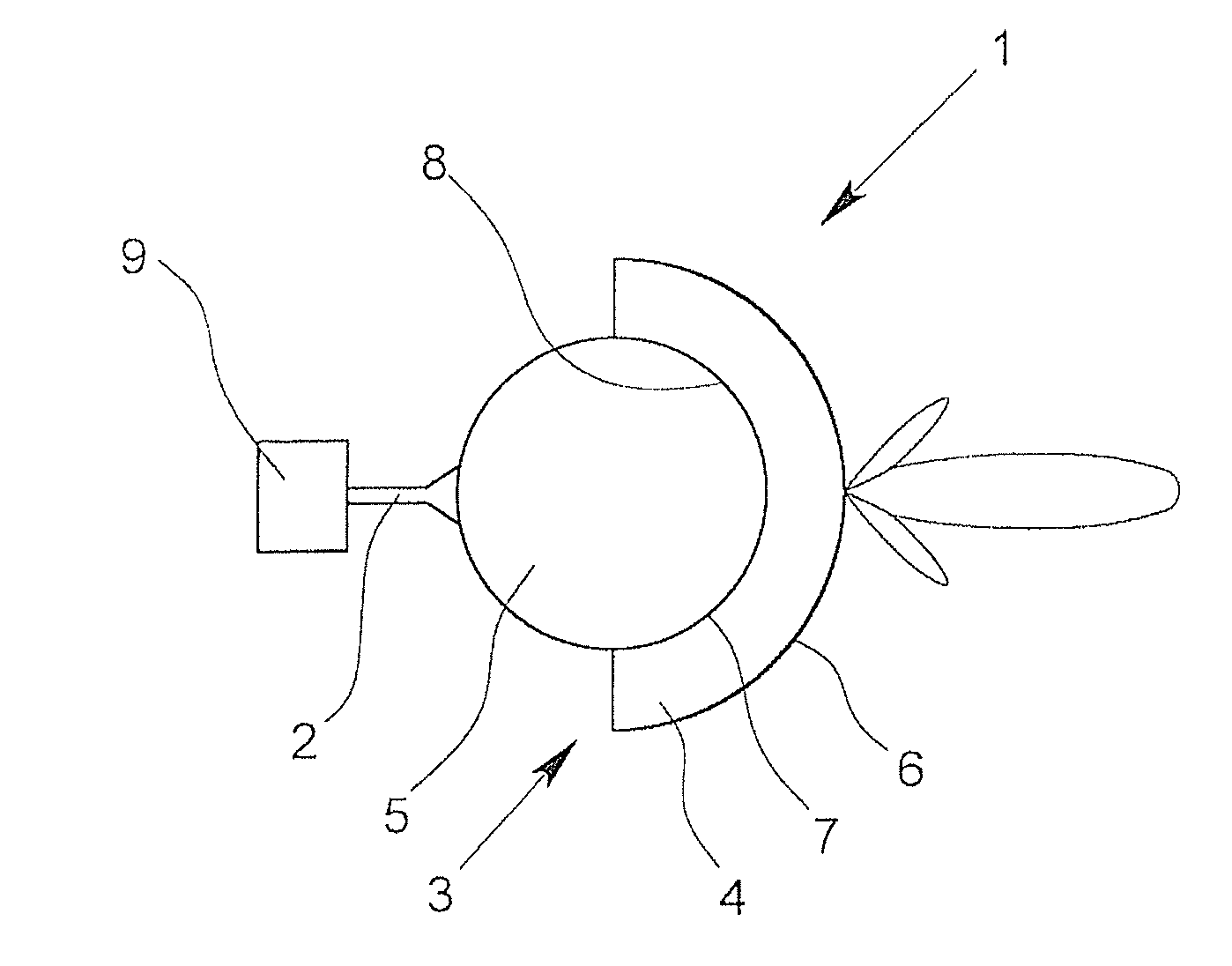 Dielectric antenna and fill level sensor using the radar principle