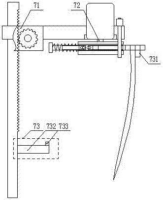Knife feeding and relieving device of melon and fruit cutting machine