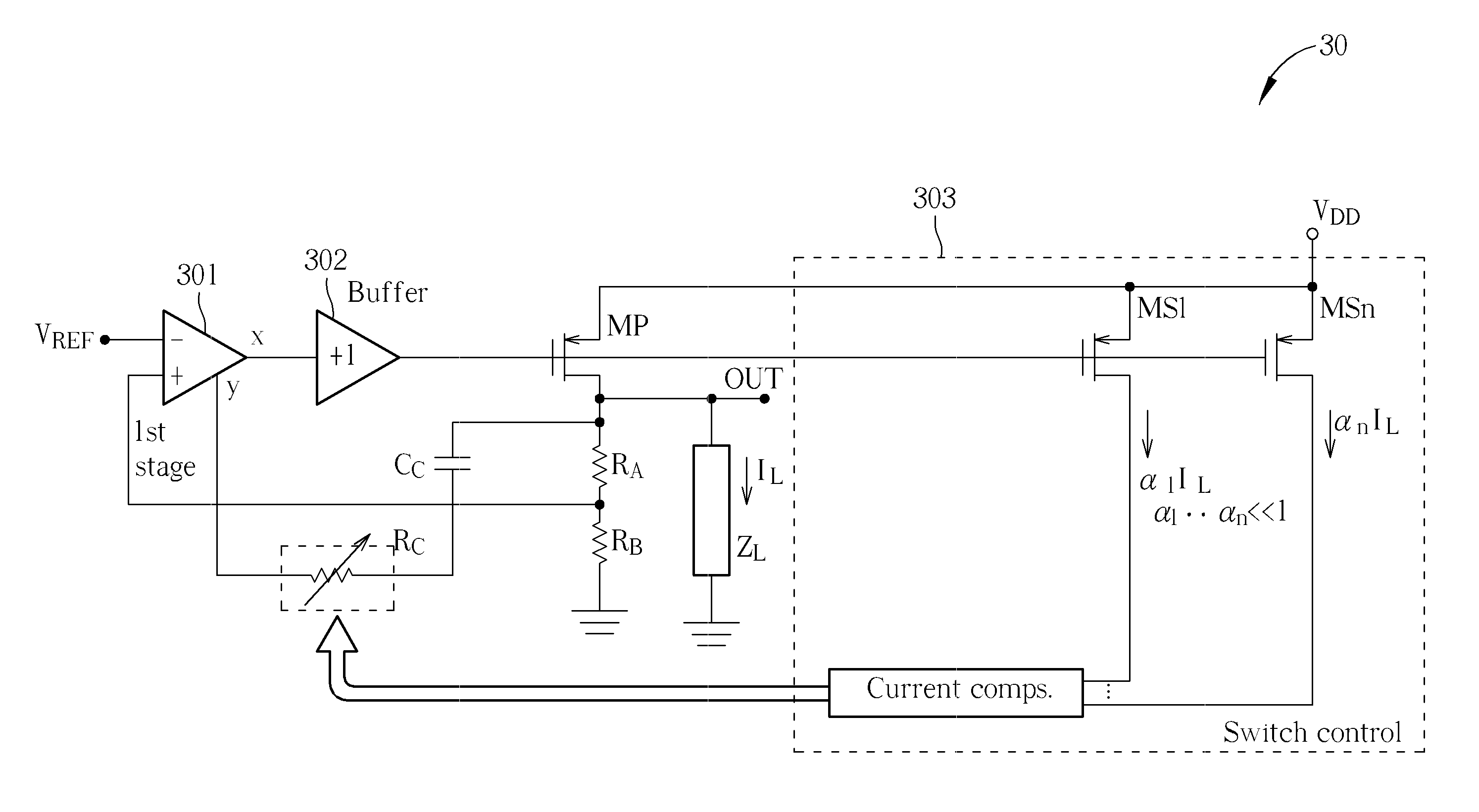 Integrated LDO with variable resistive load