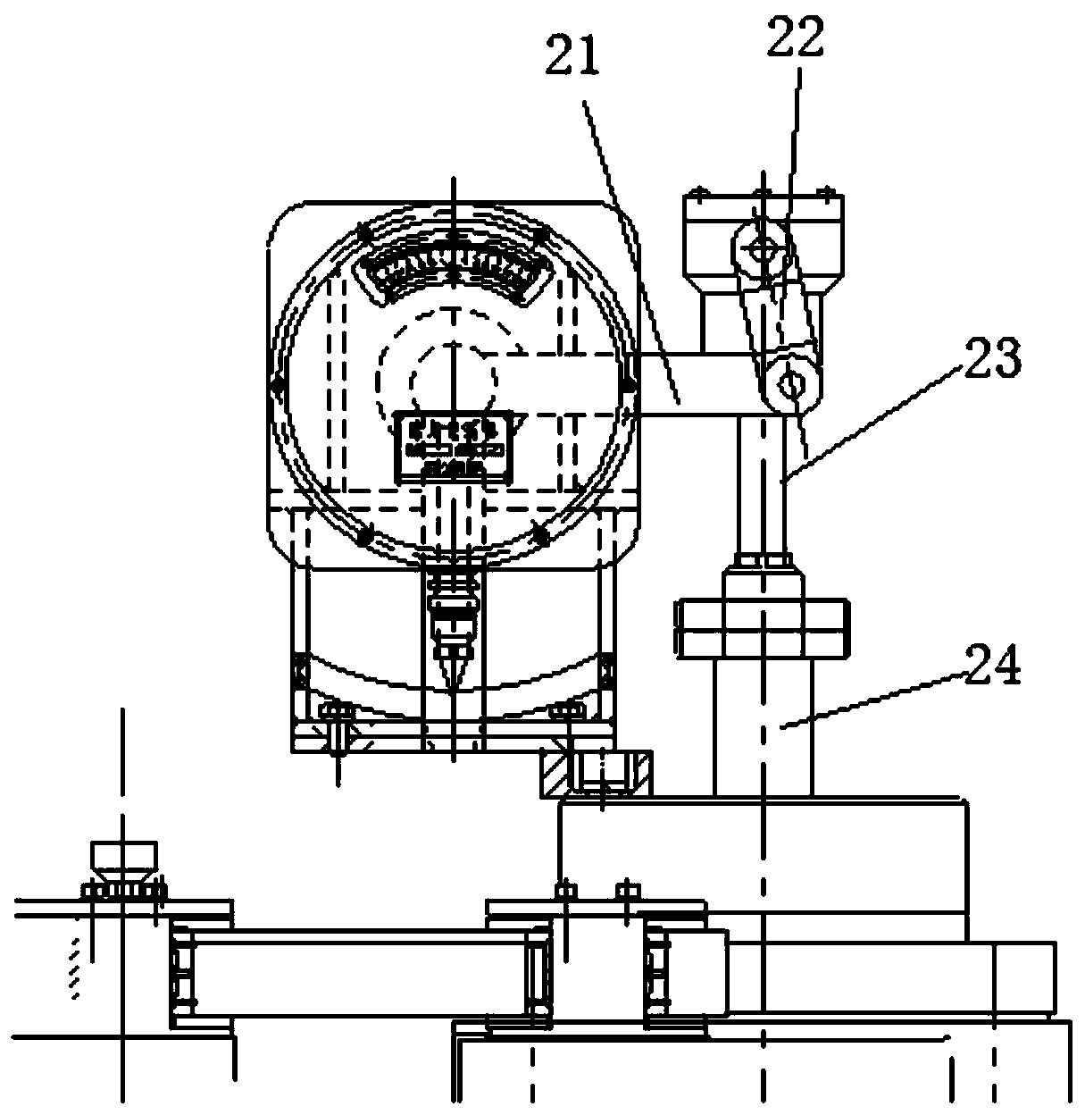 Large-angle fin angle transmission mechanism that converts linear displacement into angular displacement