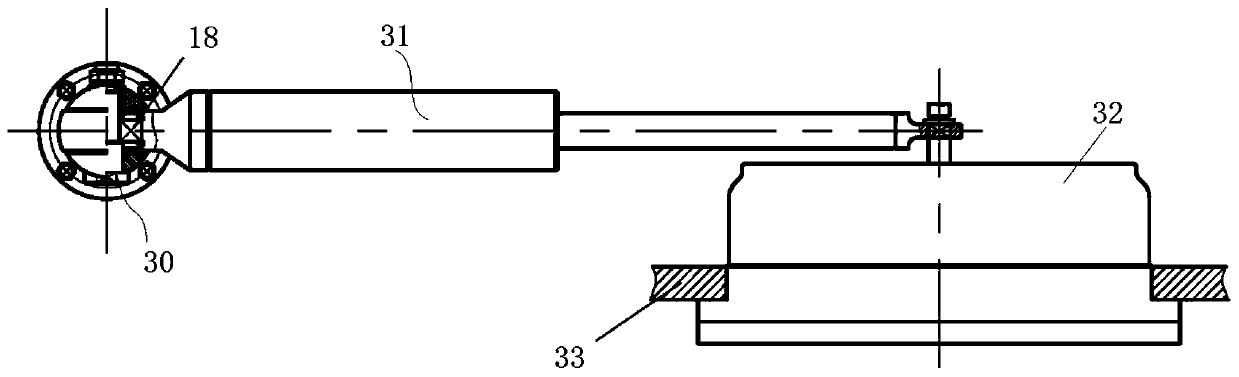 Large-angle fin angle transmission mechanism that converts linear displacement into angular displacement