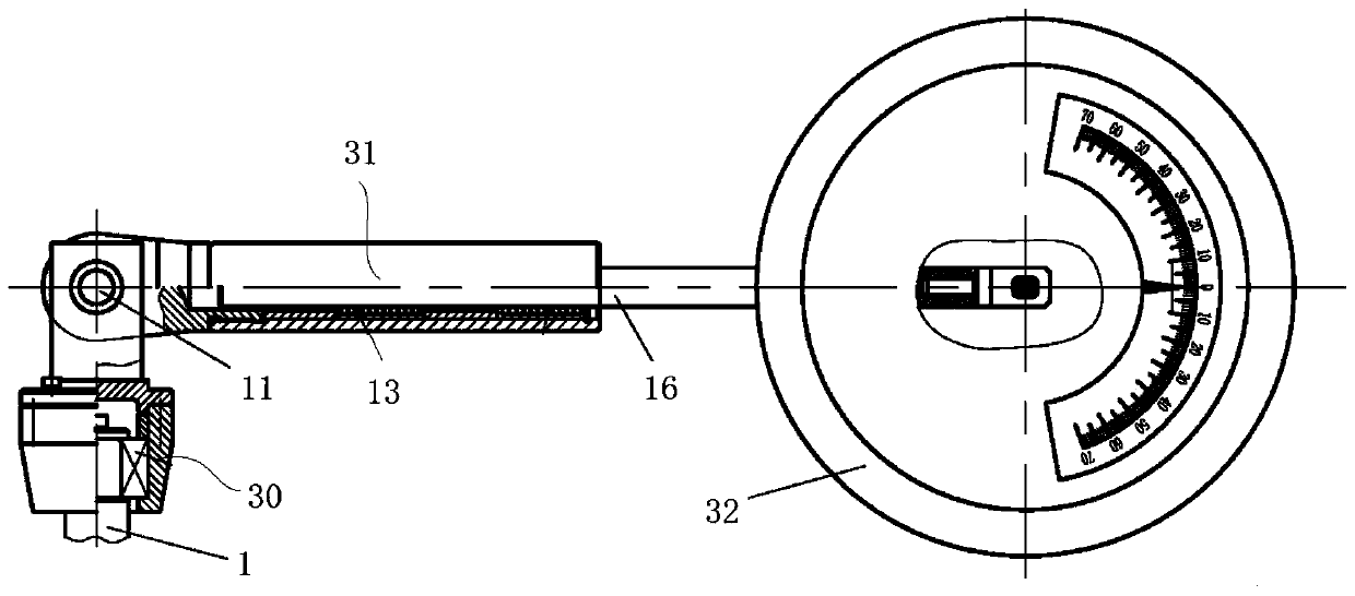 Large-angle fin angle transmission mechanism that converts linear displacement into angular displacement