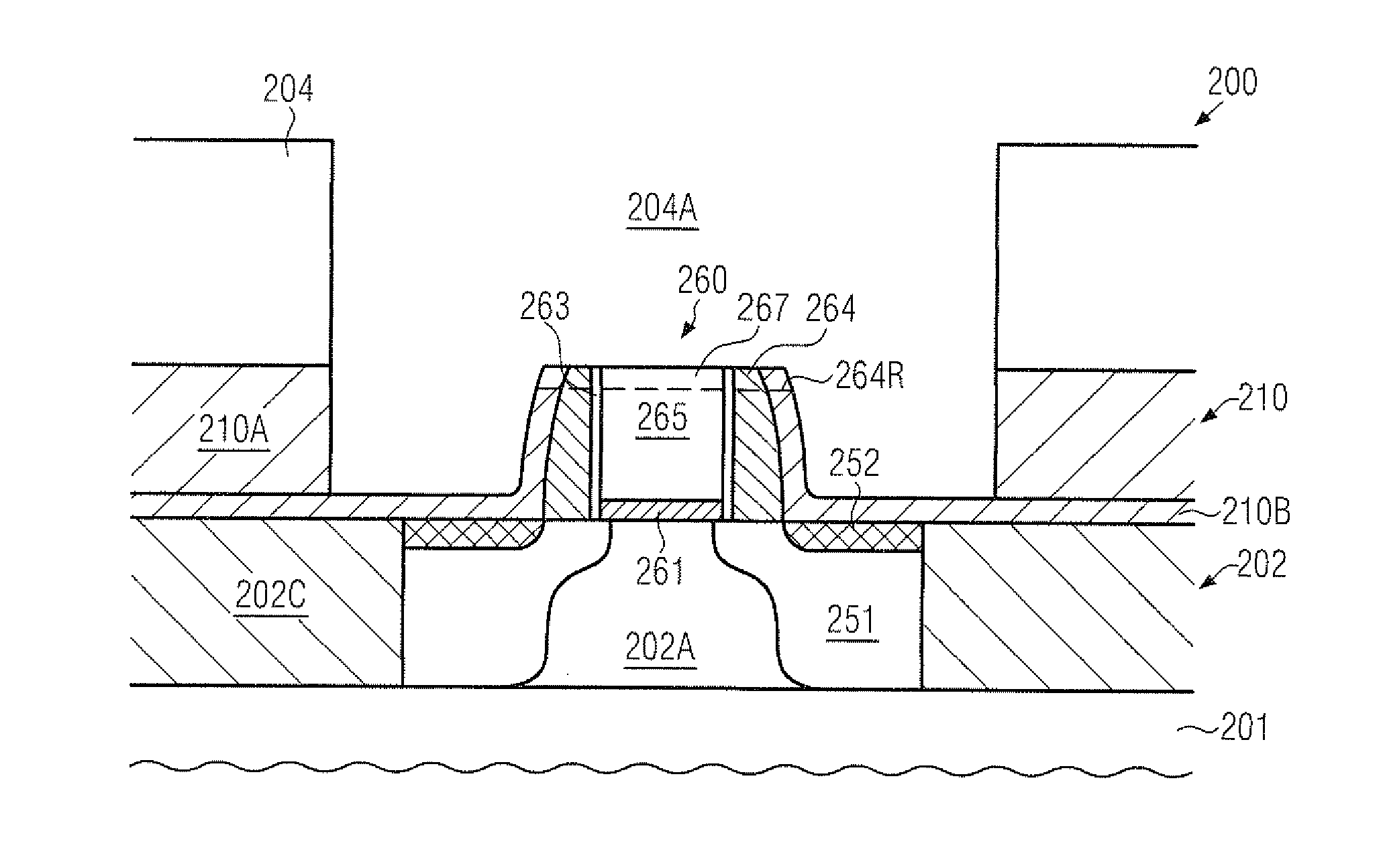 Contact bars with reduced fringing capacitance in a semiconductor device