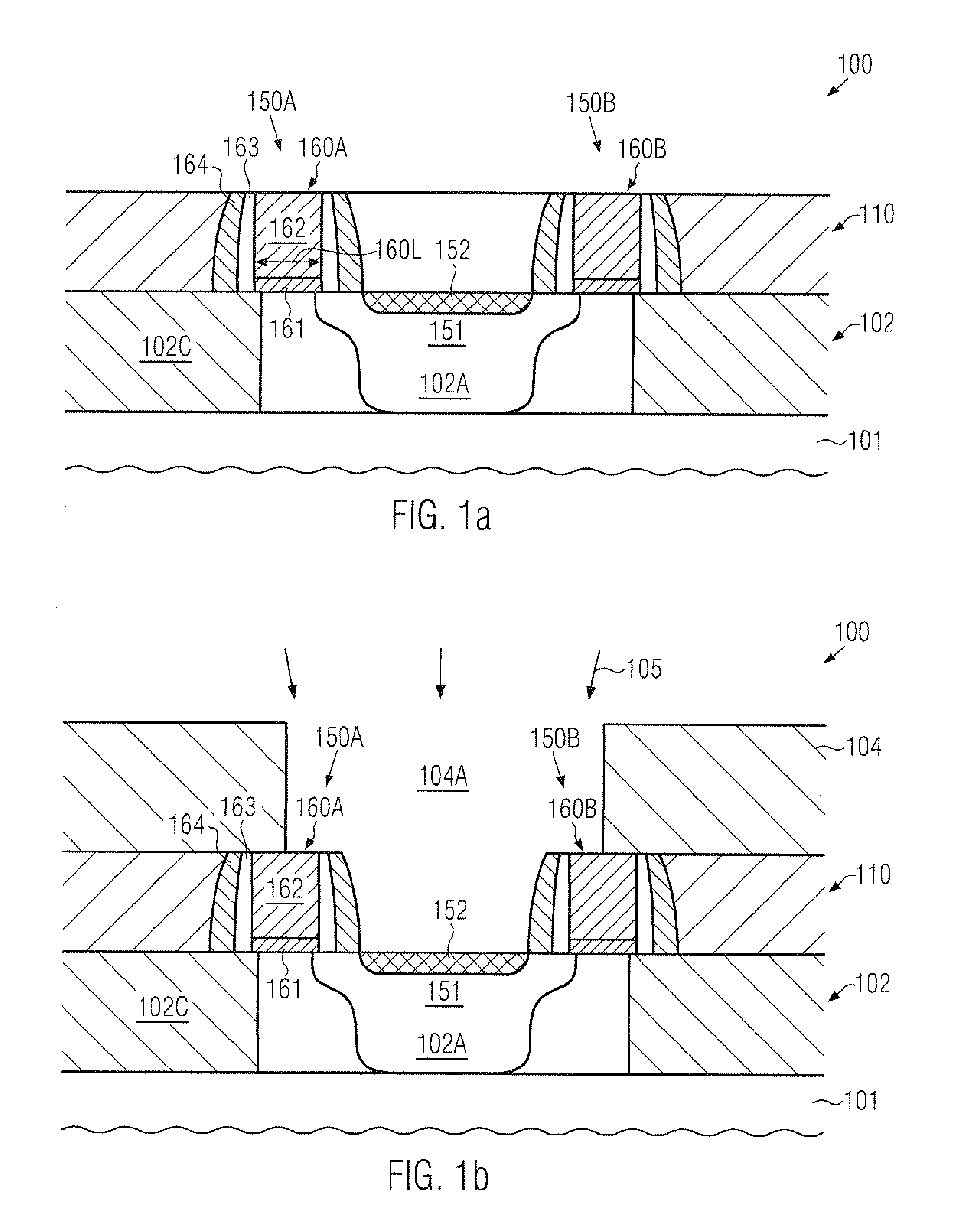 Contact bars with reduced fringing capacitance in a semiconductor device