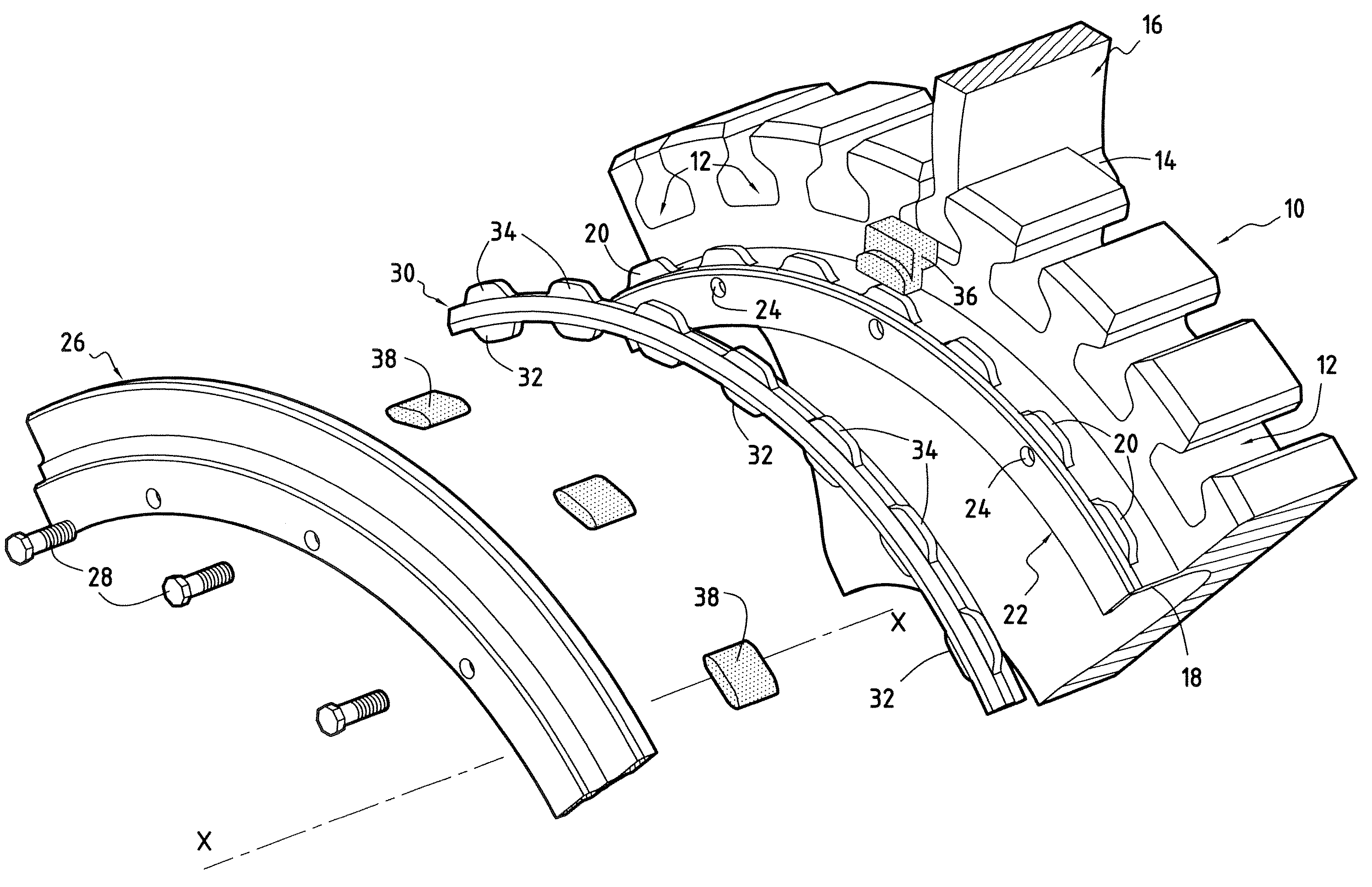 Device for damping vibration of a ring for axially retaining turbomachine fan blades