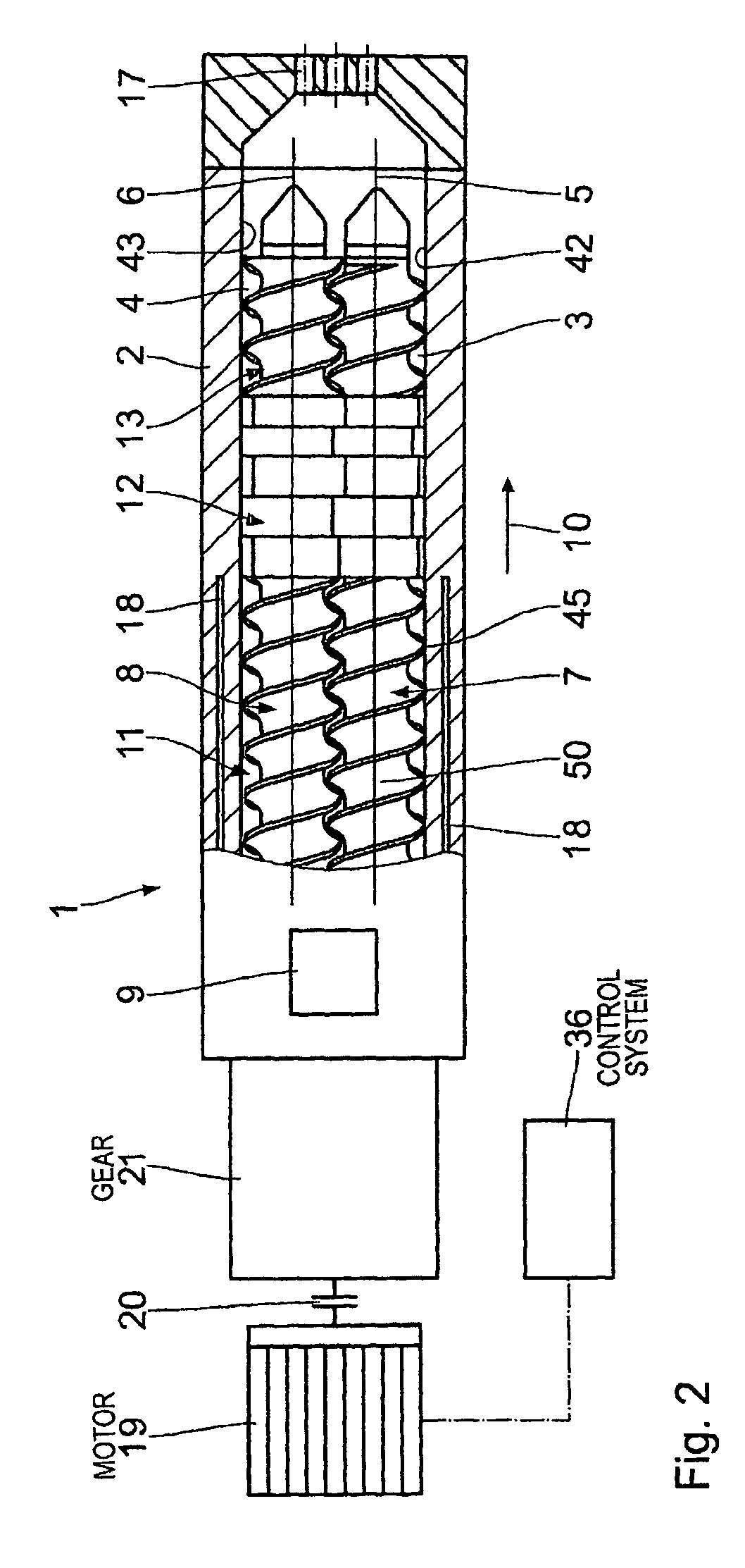 Extruder having a set back gas-permeable wall portion