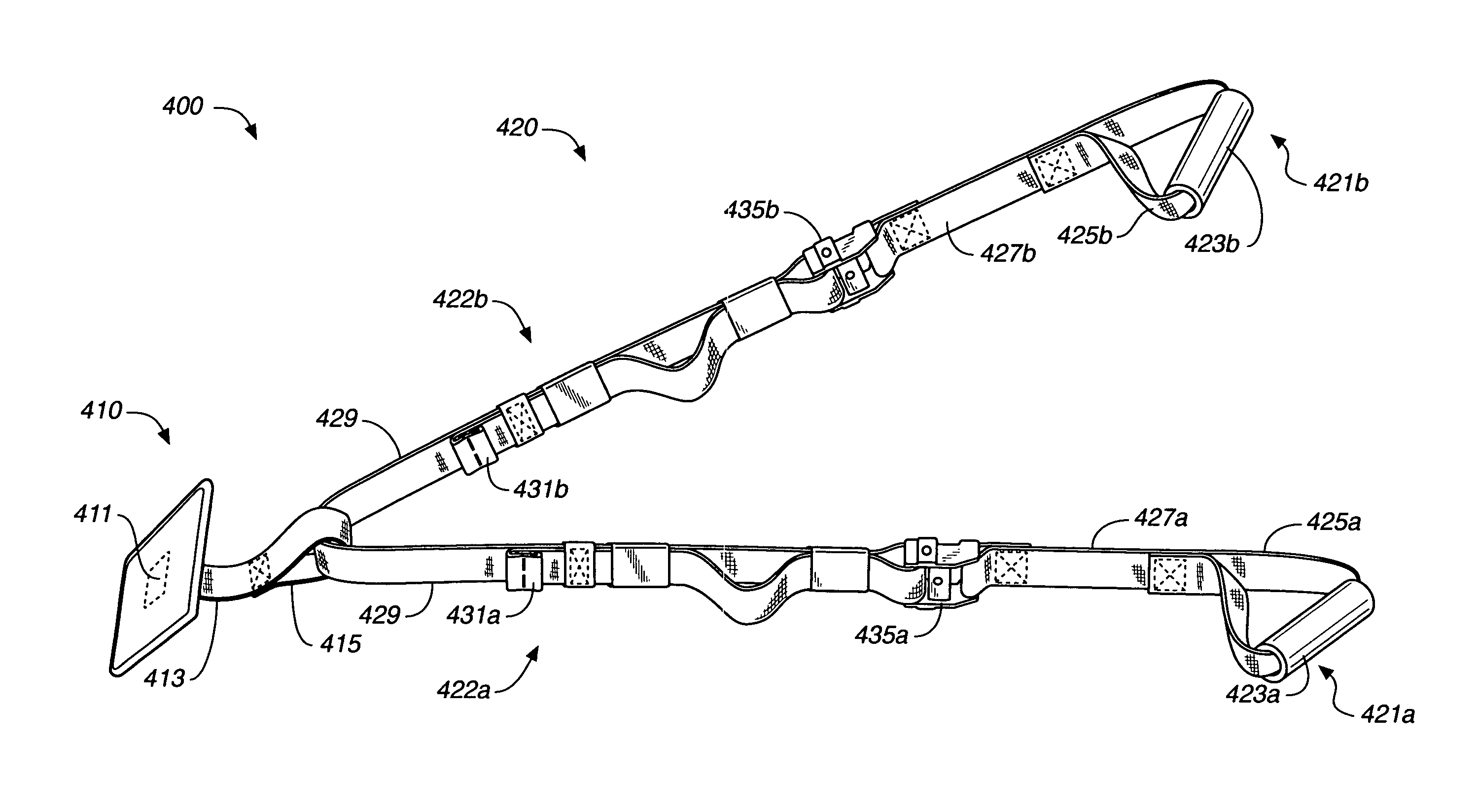 Exercise device including adjustable, inelastic straps