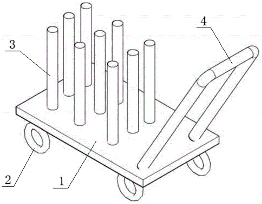 Trolley allowing vertical placement of paper tubes
