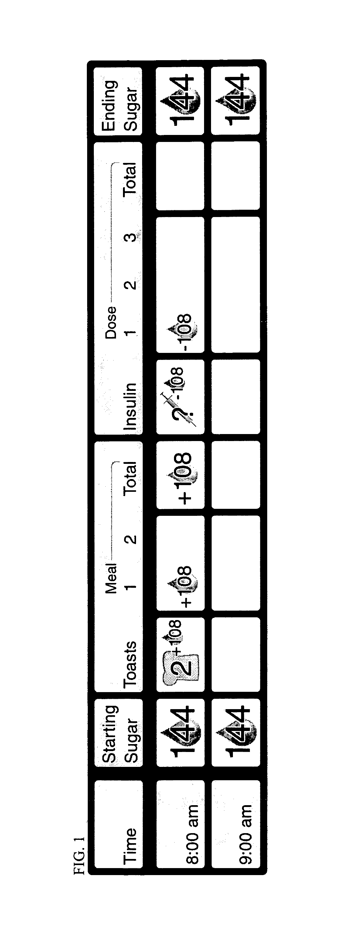 Method of food and insulin dose management for a diabetic subject
