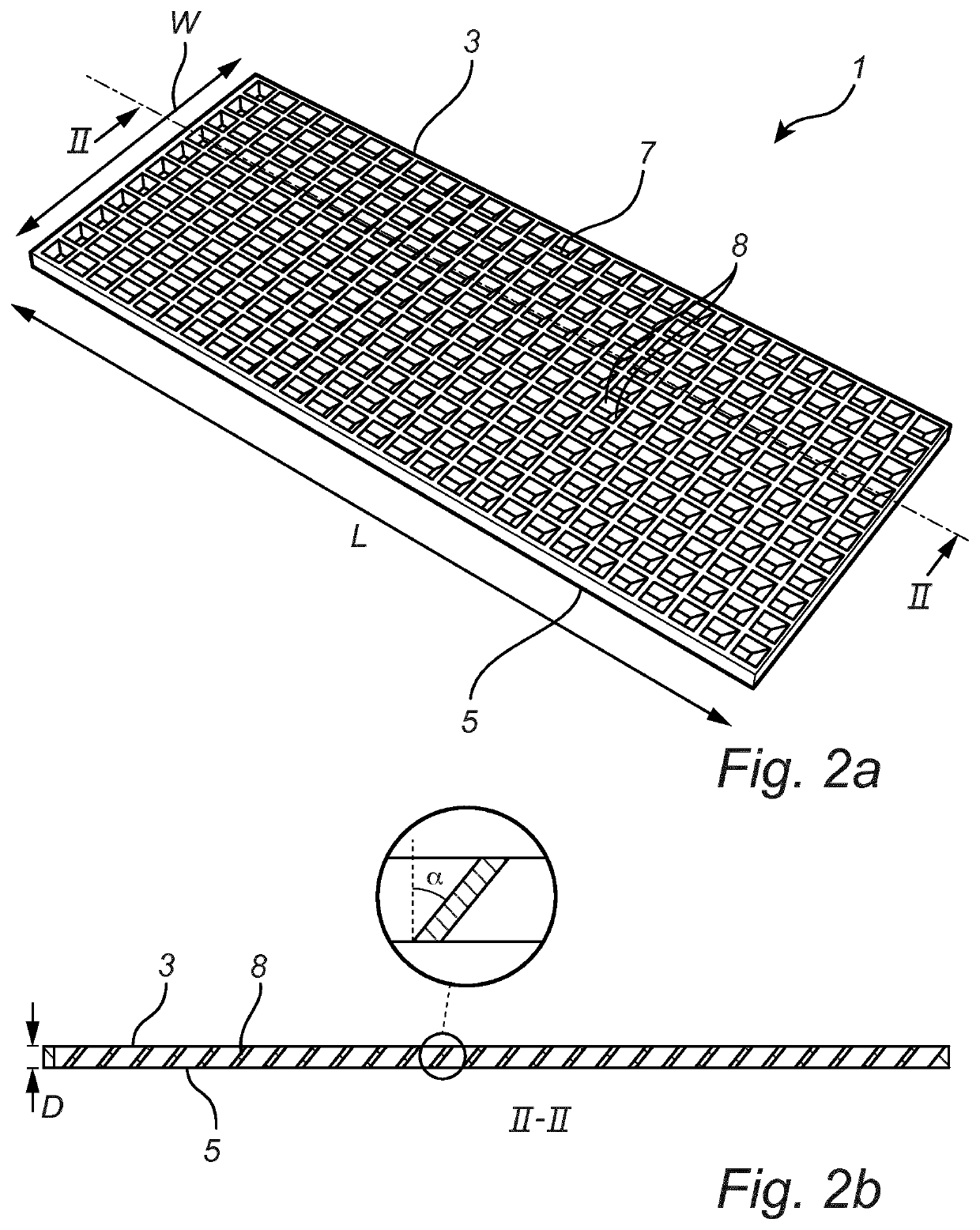 Filter panel with structures support grid and drum filter with said filter panel