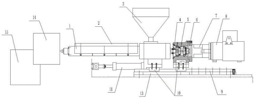 A Plasticizing and Receiving Structure for an Injection Blow Machine