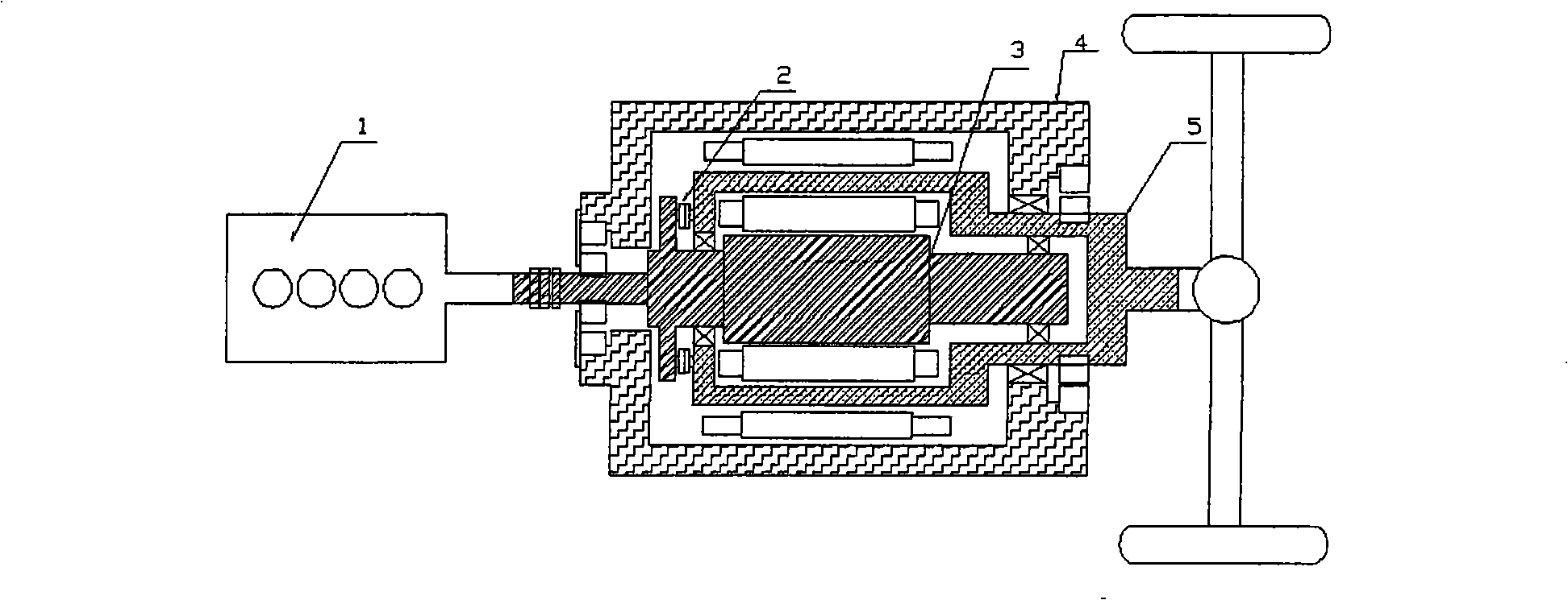 Control method for hybrid power automobile equipped with two mechanical end motors
