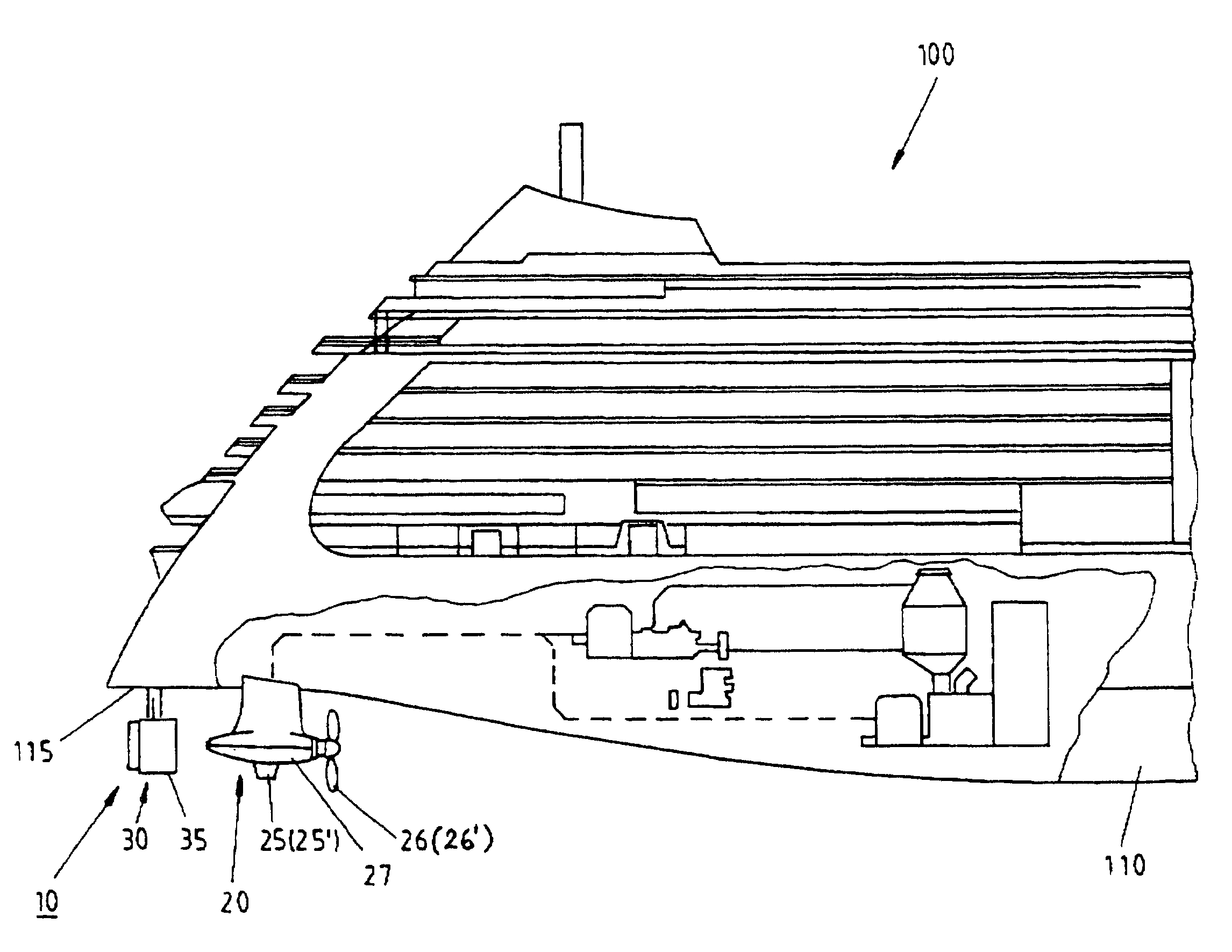 Propulsion system for ships, in particular for cruise vessels