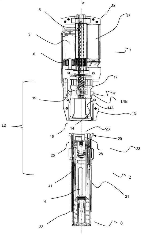 A medicament delivery device with an easily connected disposable and reusable unit