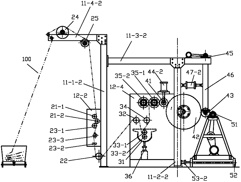 Cold pad-batch dyeing device for open-width knitted fabrics