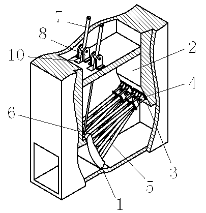 Down-the-hole radial gate with multiple frames and multiple trunnions and two lifting pad eyes