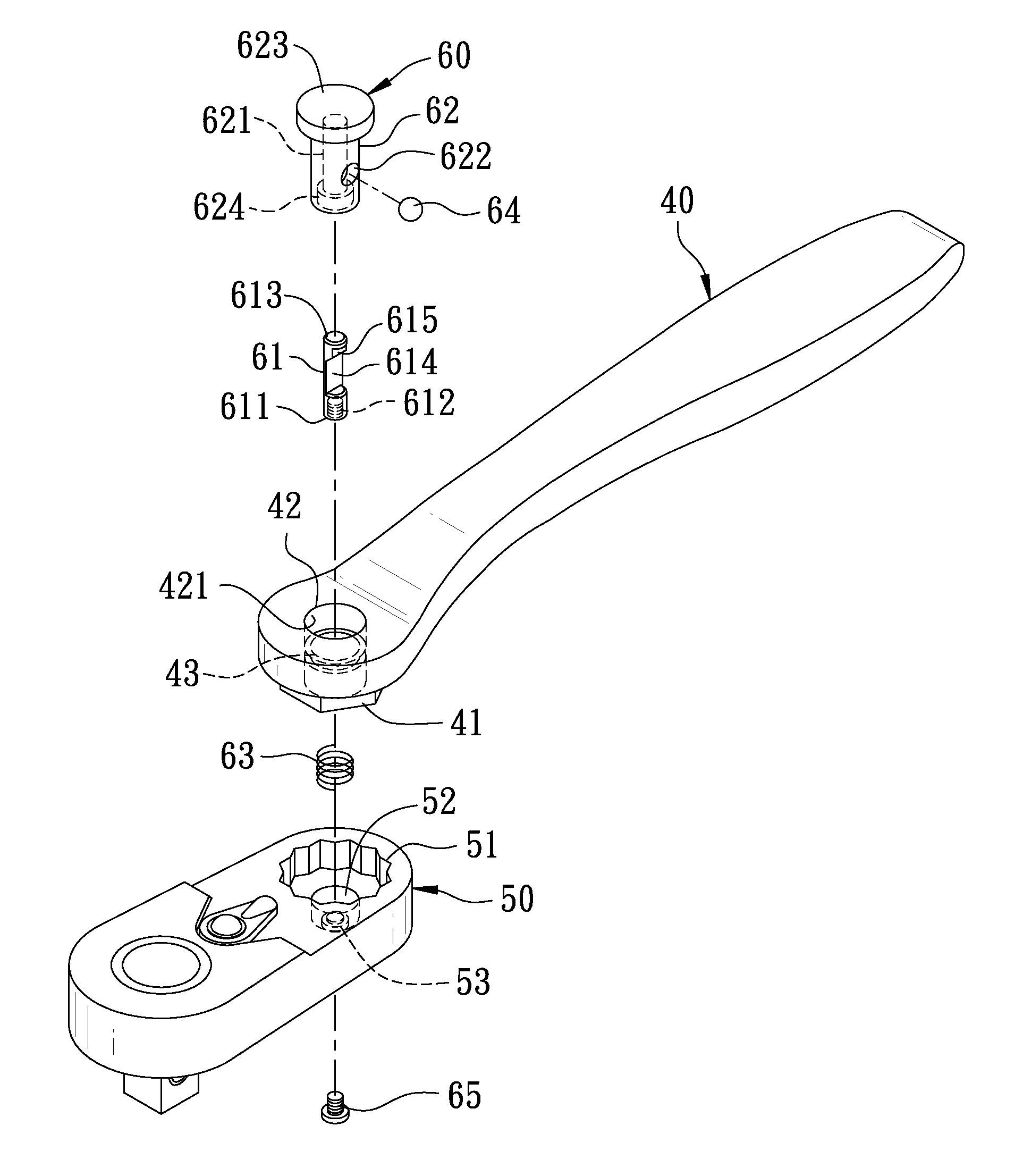 Wrench with a quickly rotatable driving head