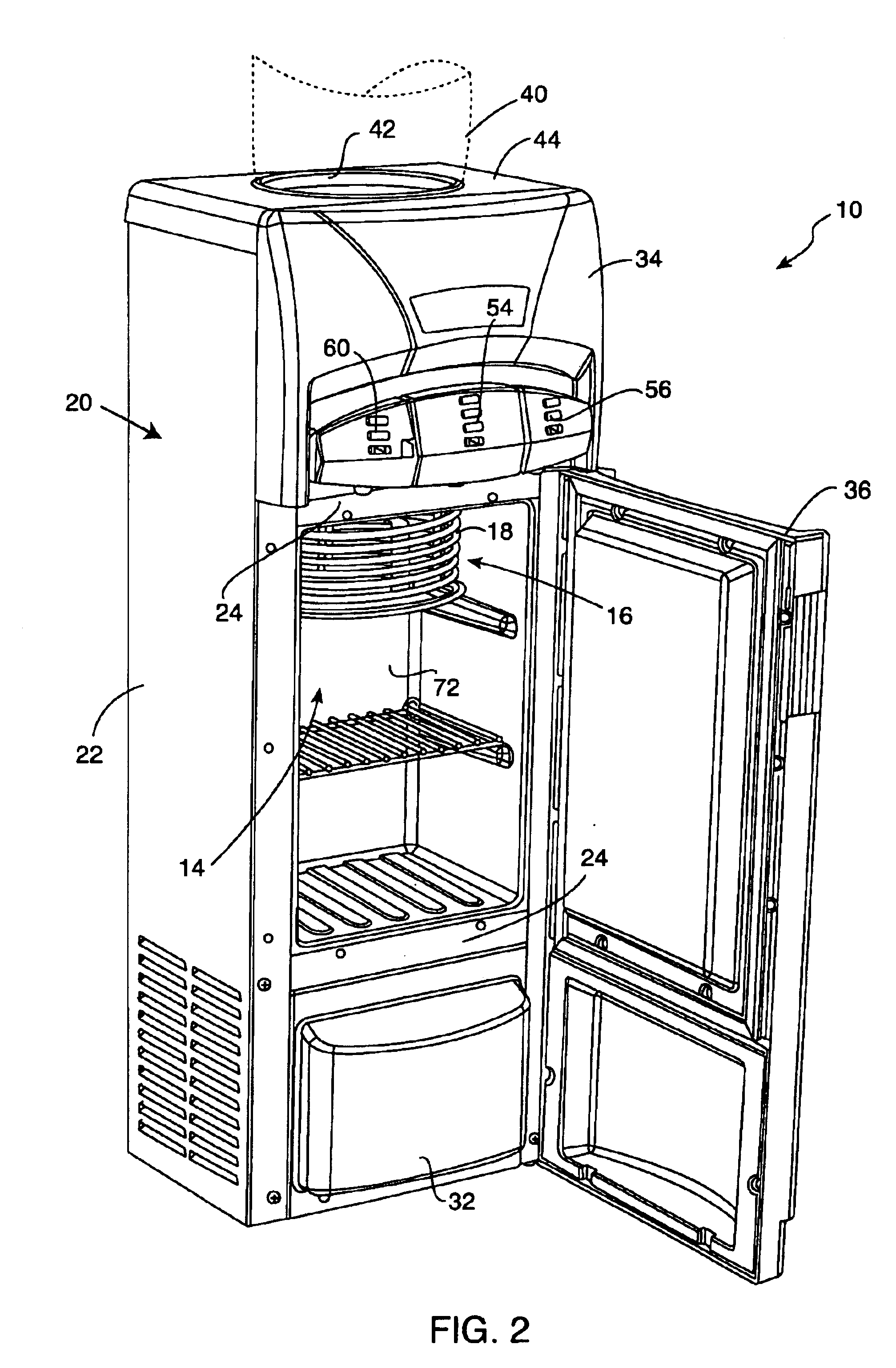 Combined water cooler and refrigerator unit