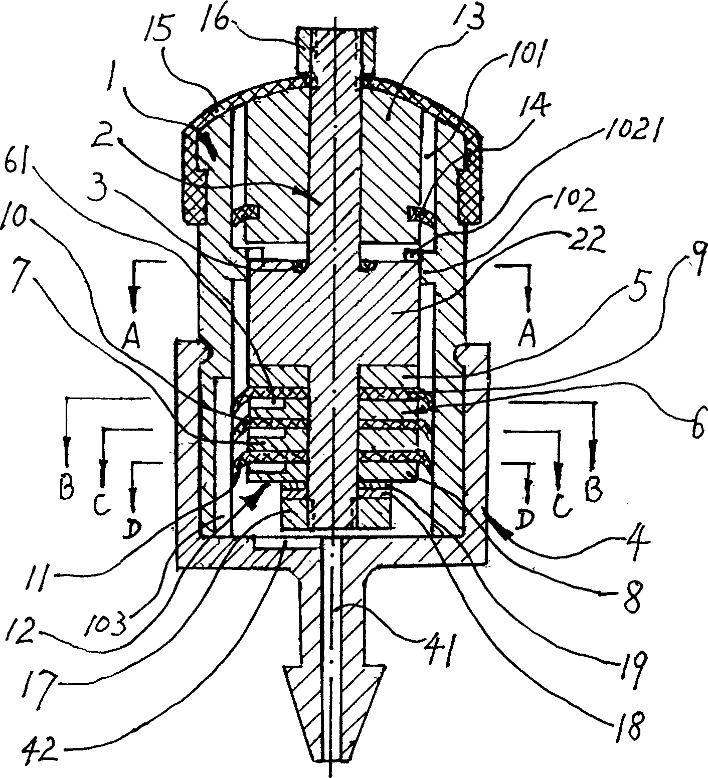 Piston type needle valve for infiltration irrigation