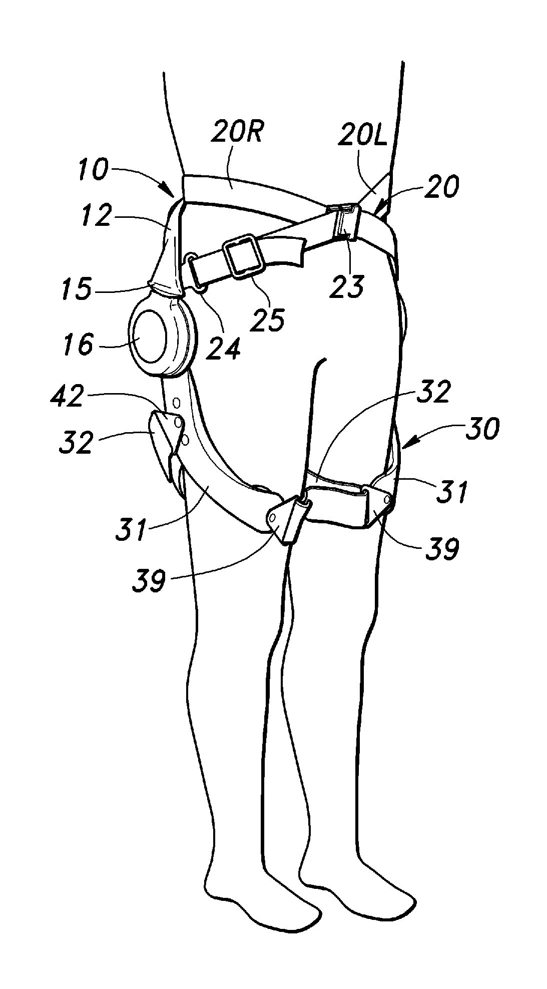 Femoral support member for a walking assistance device