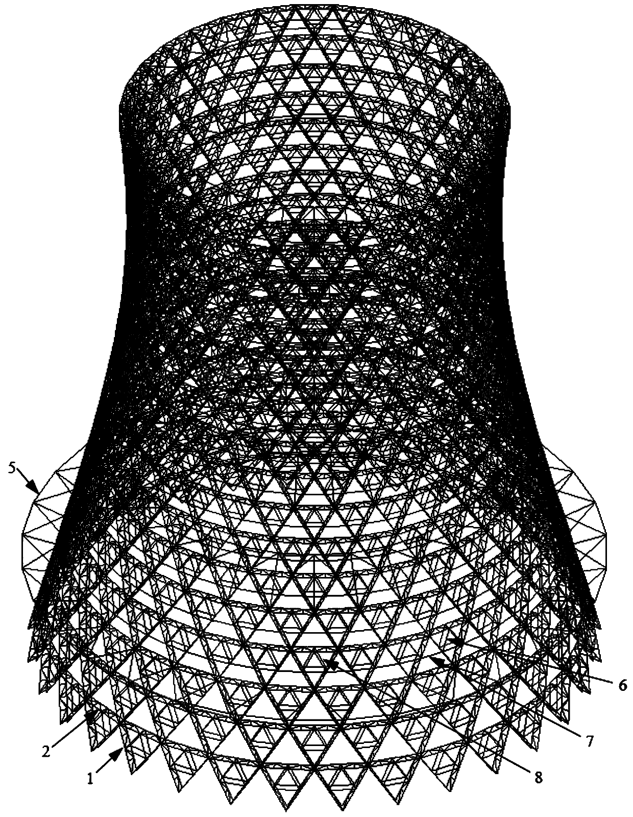 Steel structure cooling tower with a cross plane truss system