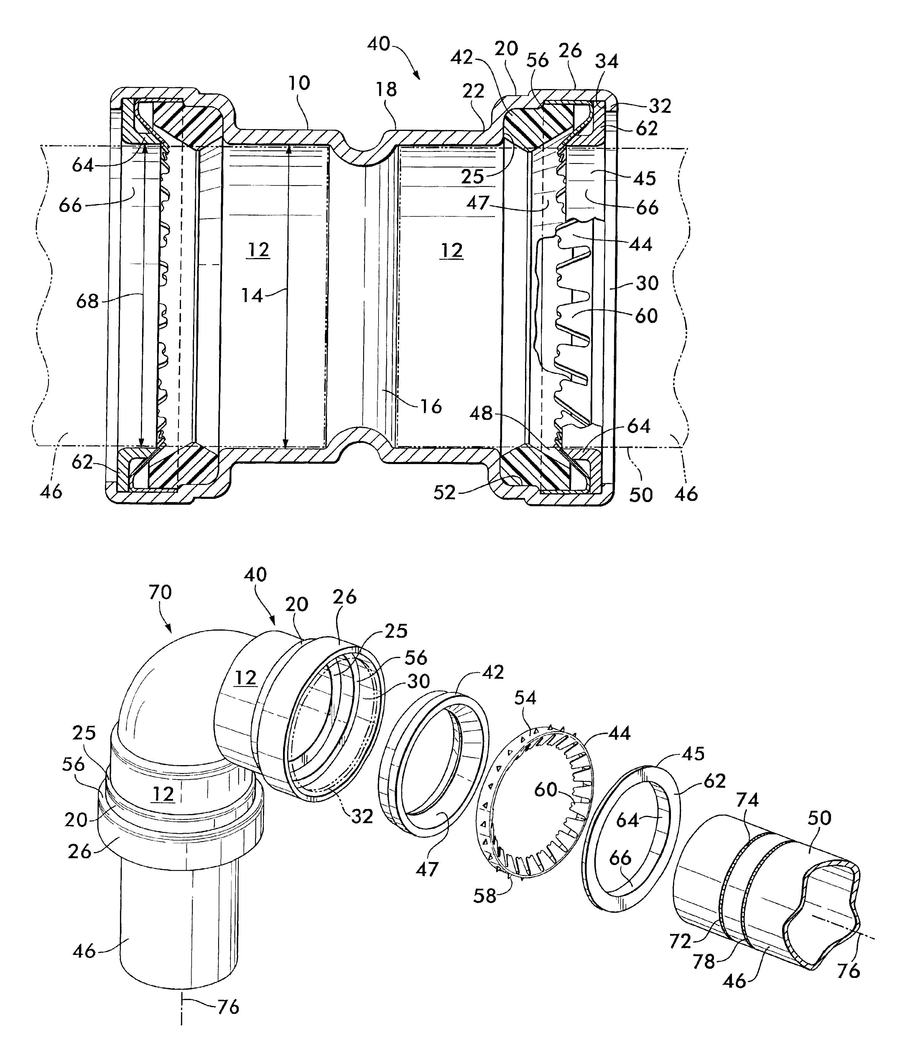 Mechanical pipe coupling derived from a standard fitting