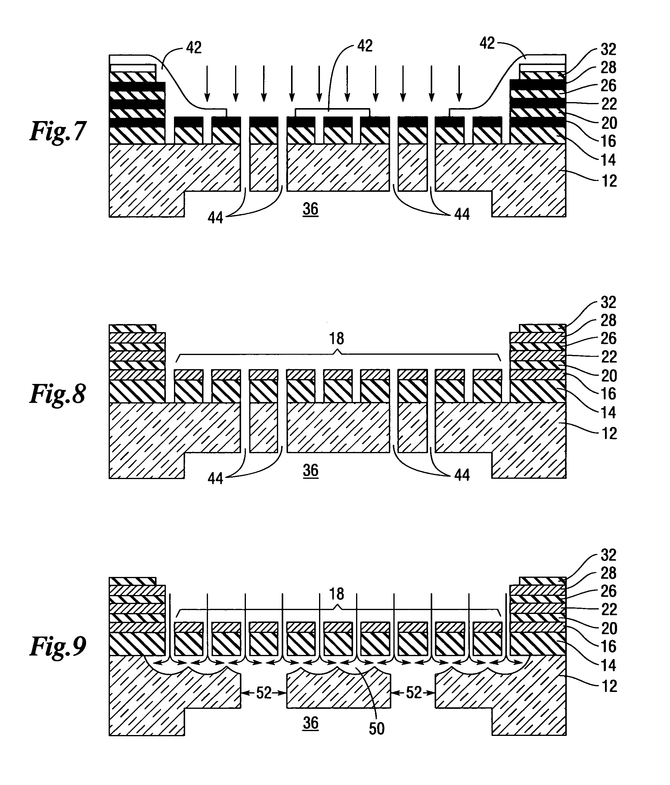 Process for forming and acoustically connecting structures on a substrate