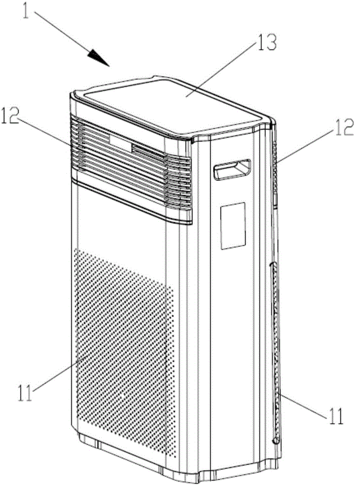 Air purifier with air outlets in double surfaces