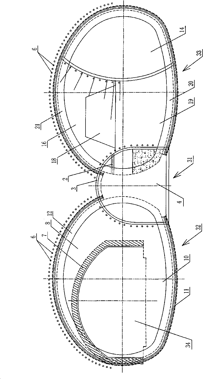 Method for constructing double-arch tunnel by rebuilding and expanding existing single-hole tunnel