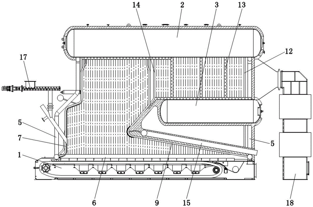 Biomass full-film type wall boiler