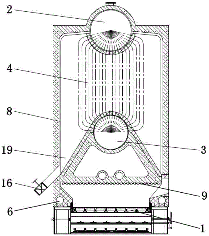 Biomass full-film type wall boiler