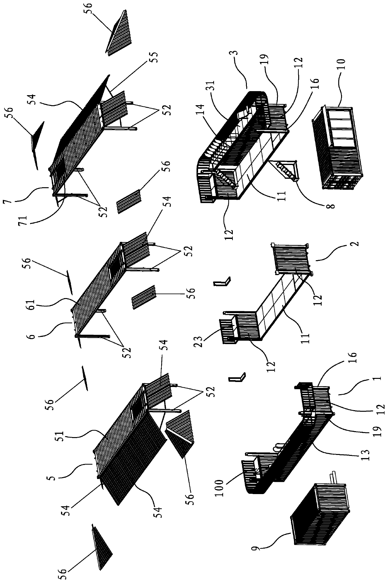 Modular swimming hall and manufacturing method thereof