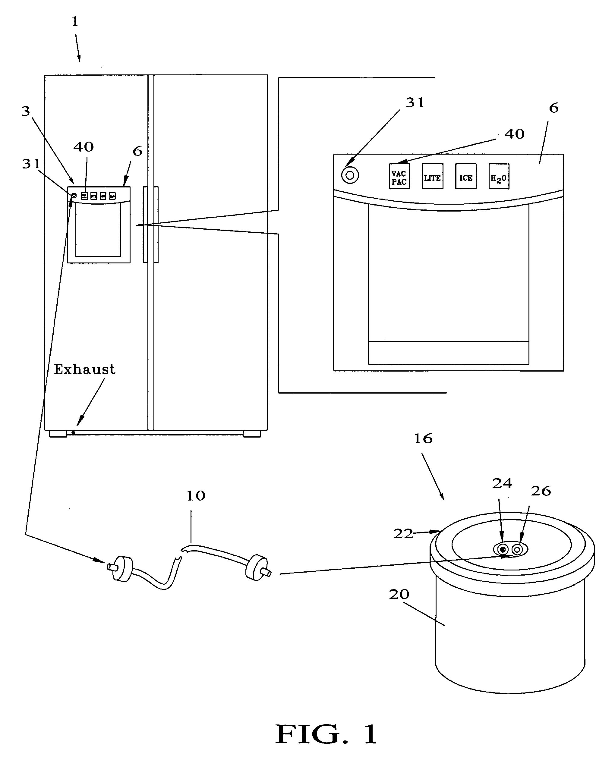 Refrigerator with integral vacuum sealer