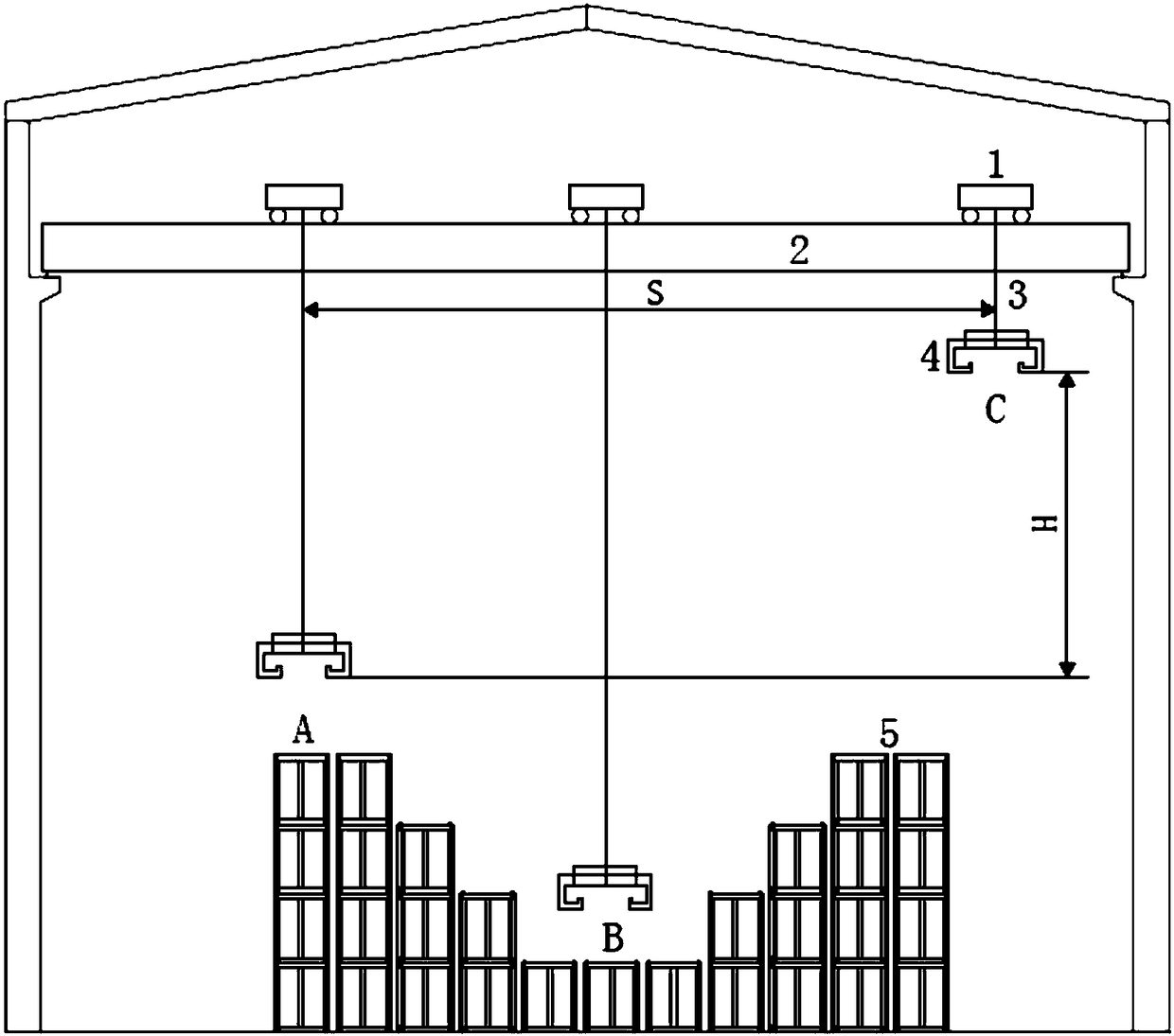 Automatic operation control method for full-automatic bridge-type storage crane