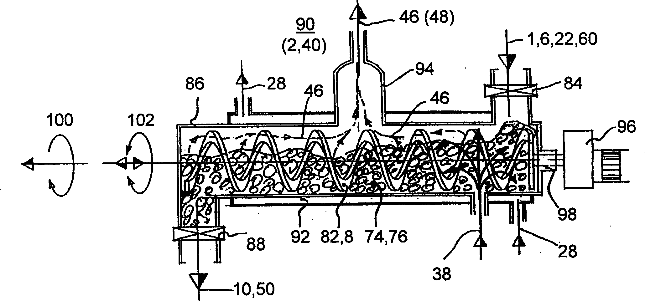Method for processing waste products and corresponding processing plant