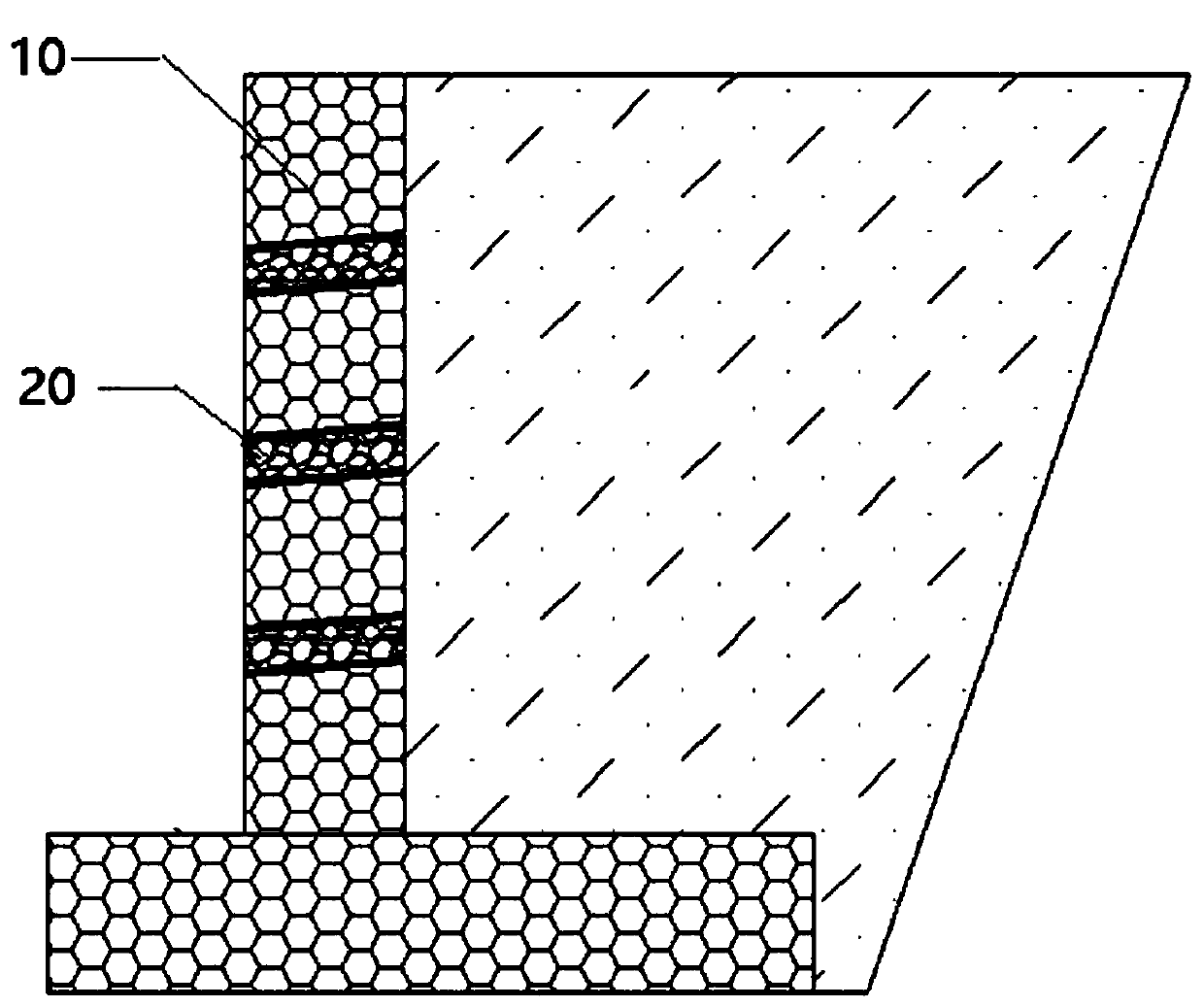 Retaining wall reverse filter drain hole embedded part and construction method thereof