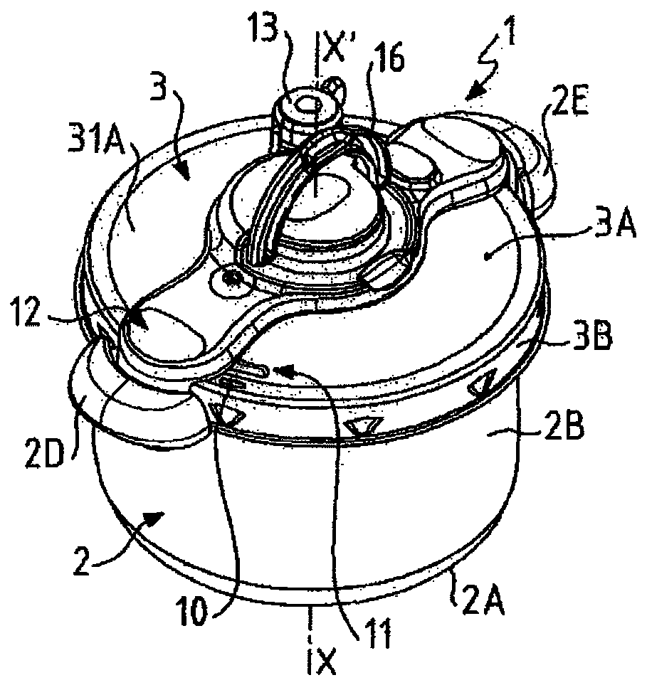 Set pressure cooker with lid opening