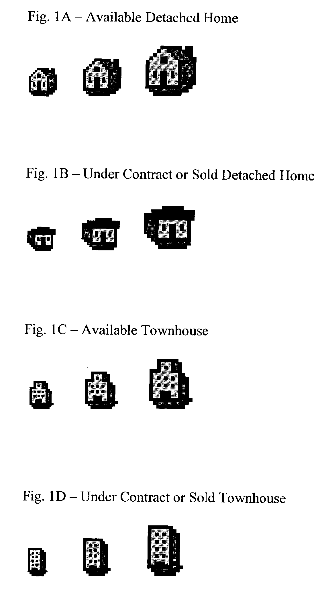 Market status icons in real-estate information search and retrieval system