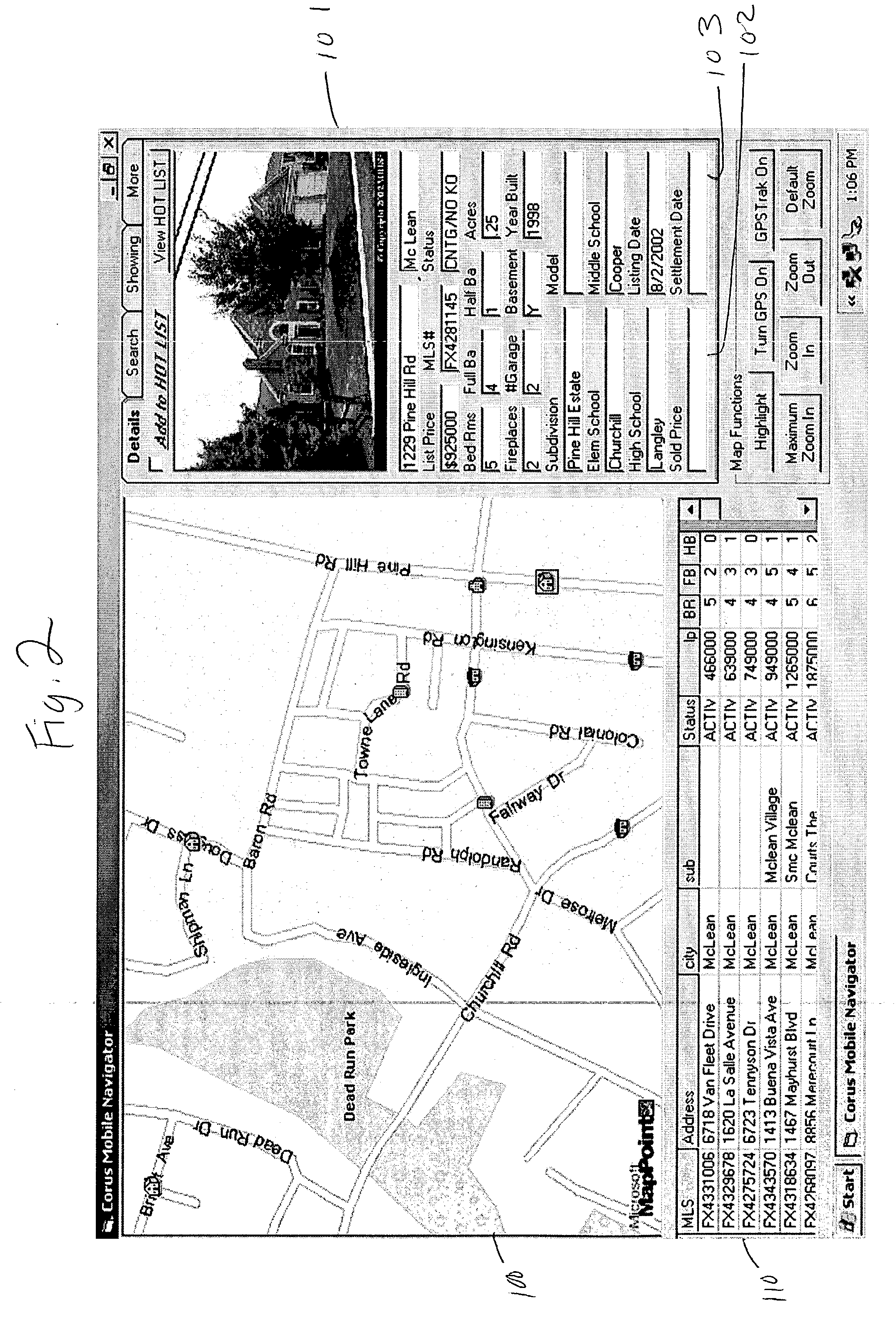 Market status icons in real-estate information search and retrieval system