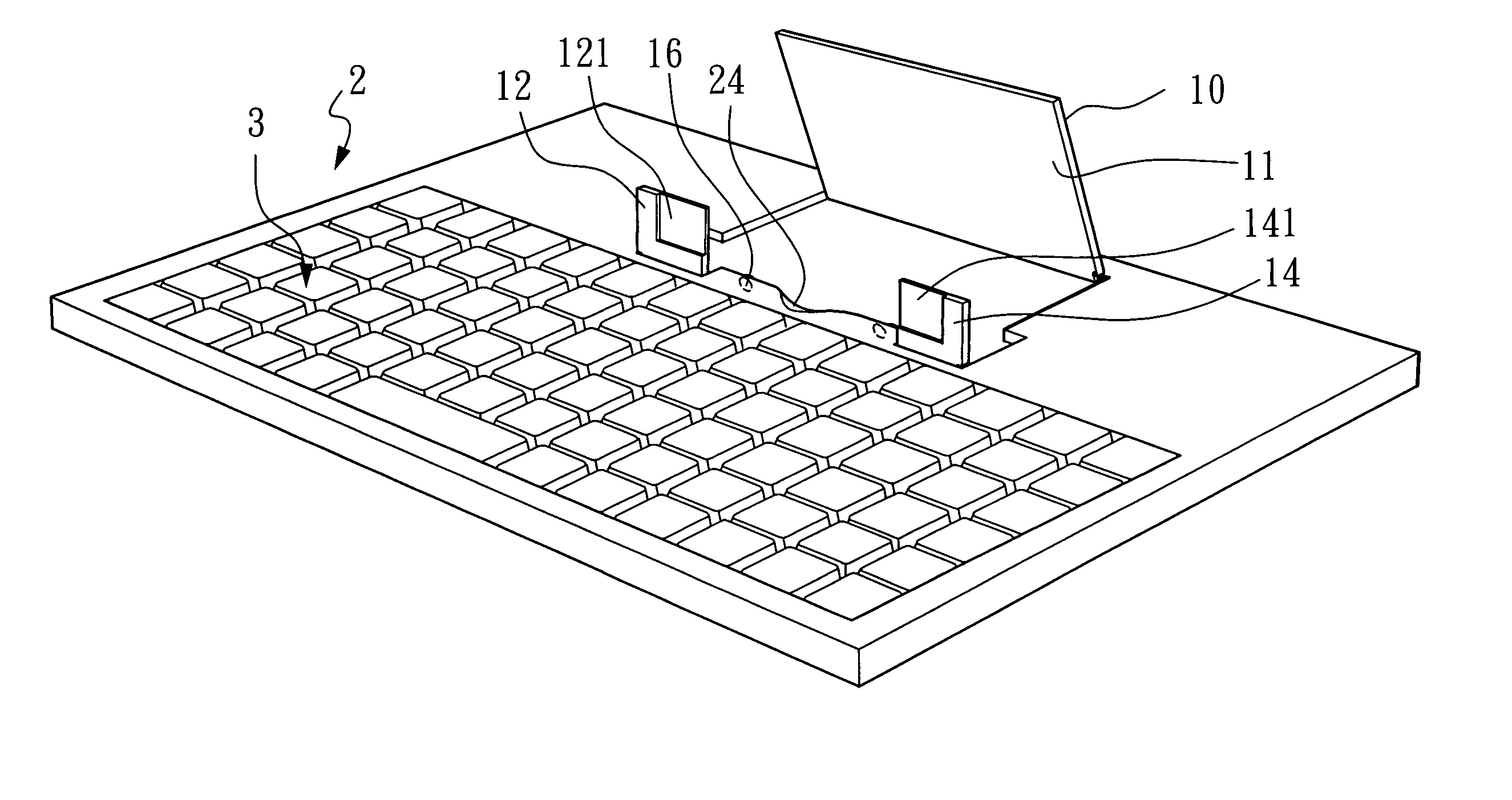 Support structure of a portable keyboard