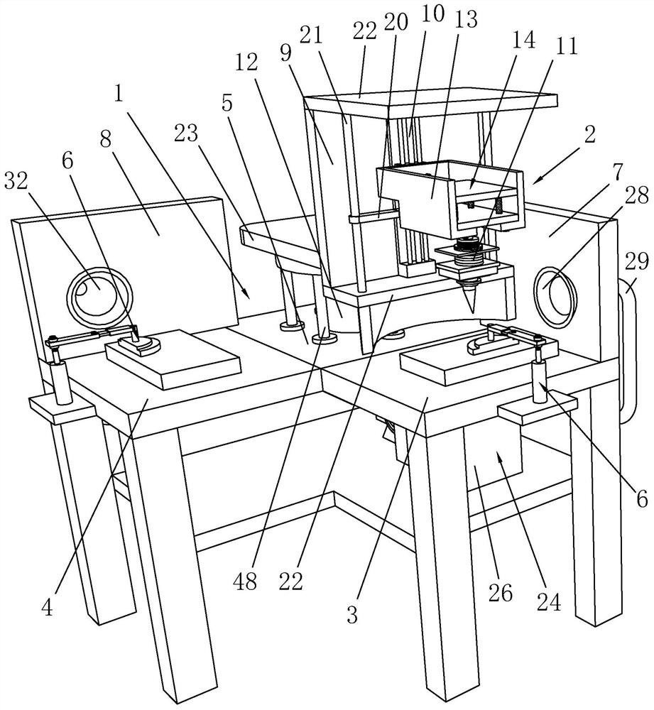 A drilling device for integrated stove stainless steel plate