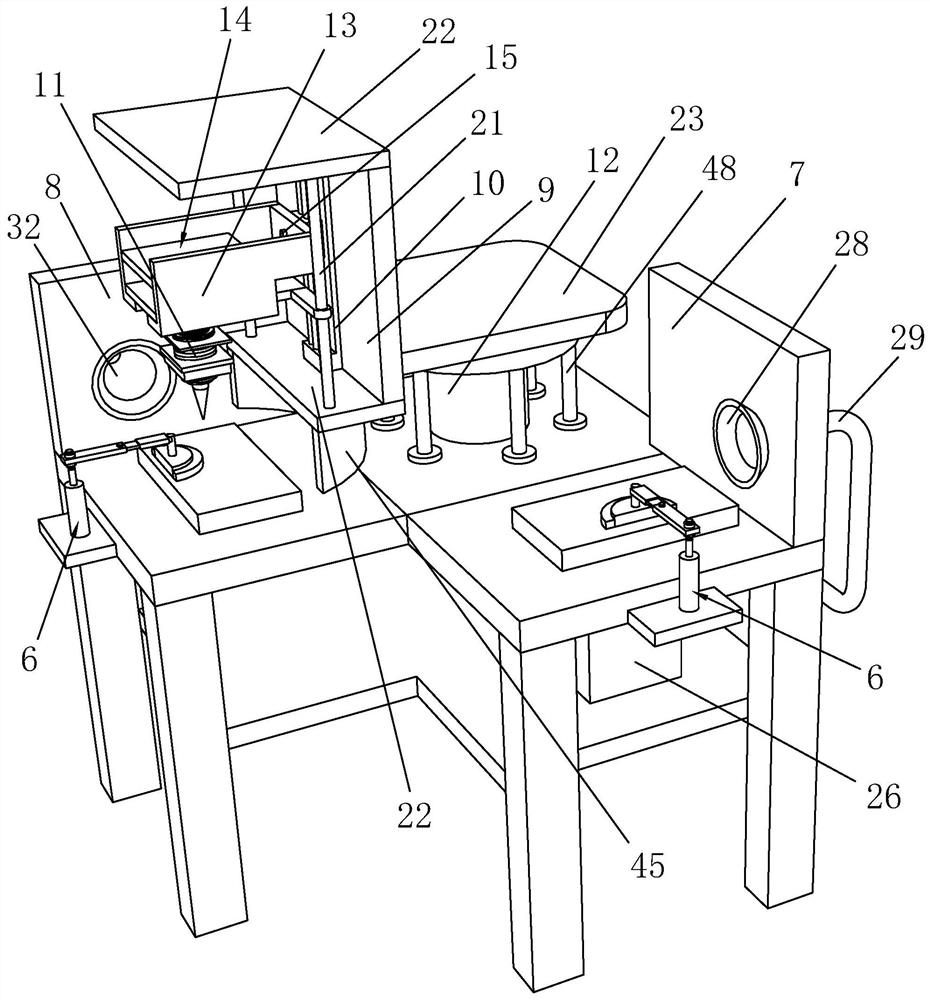 A drilling device for integrated stove stainless steel plate