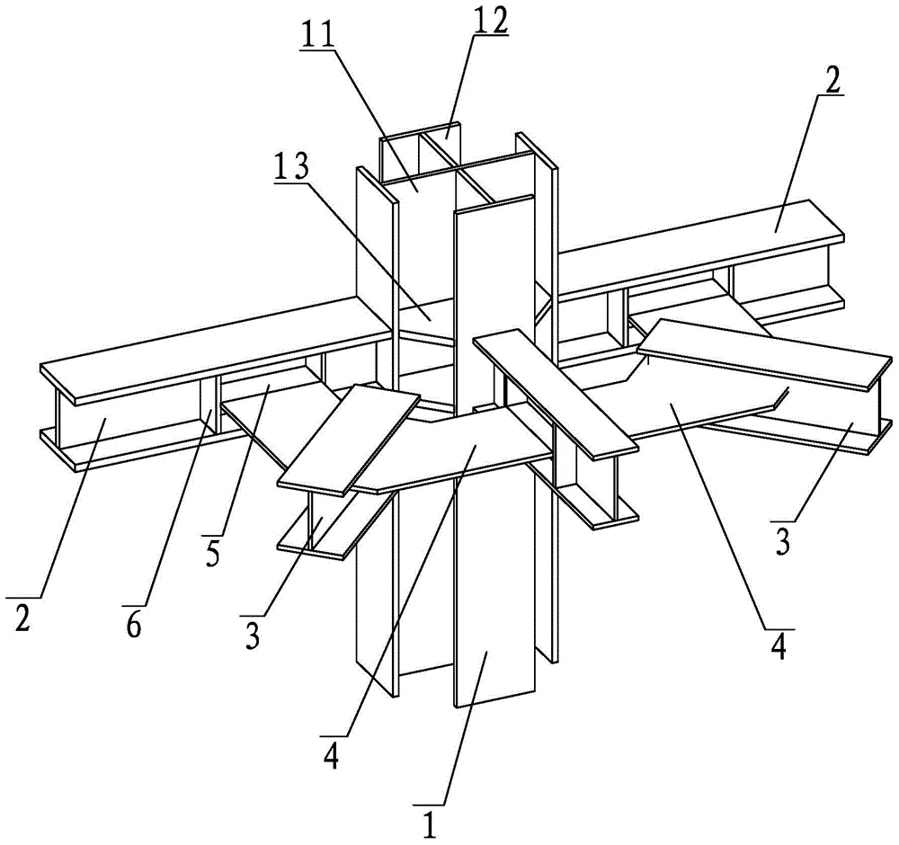 Connecting joint non-orthogonal to cross column and construction method