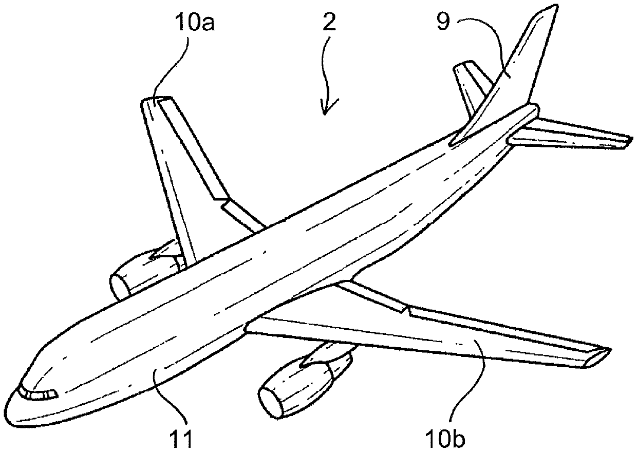 Passive load alleviation for a fiber reinforced wing box of an aircraft with a stiffened shell structure