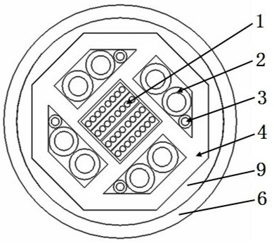 Optical fiber ribbon optical cable with octahedral cylinder structure shell