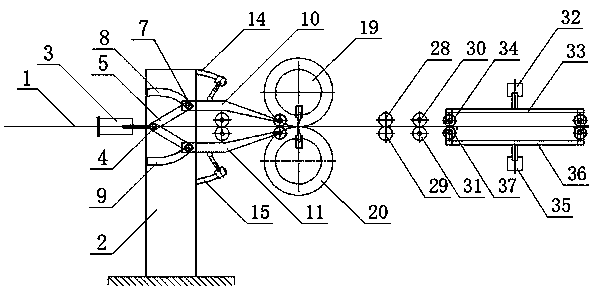 Woven bag continuous shearing and bag opening twisting device and processing technological method thereof