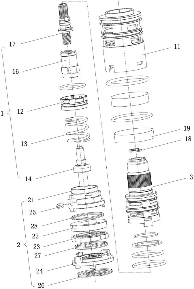 Multifunctional constant temperature switching valve element with switch